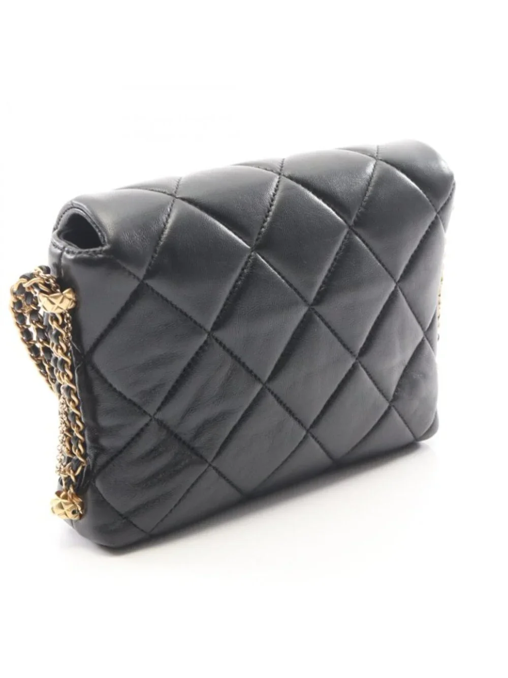 Chanel Shoulder Bag Quilted Small Flap Chain Black Lambskin